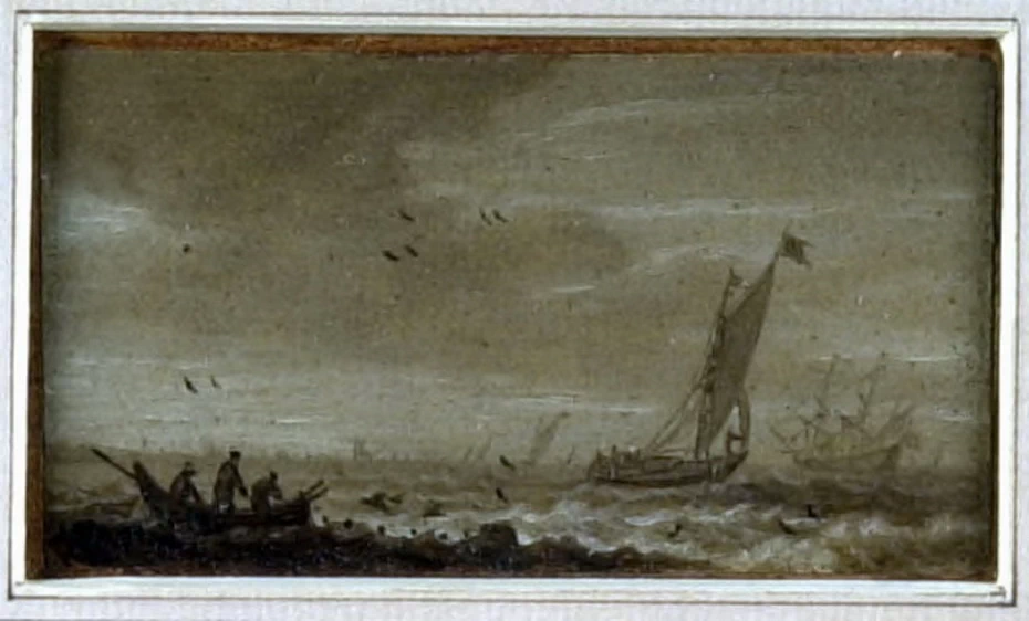 Vista sul mare con barche a vela